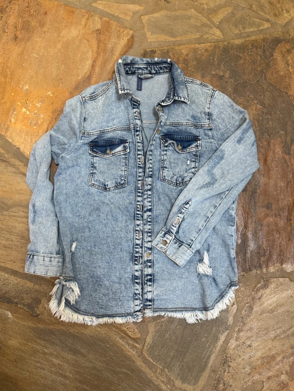 Pilcro Light Blue Distressed Denim Jacket
